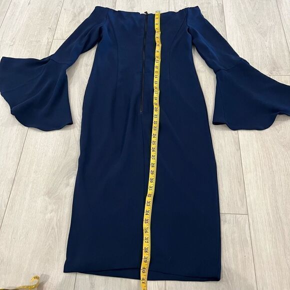 Bardot Solange Dress Navy blue Off Shoulder Bell Sleeve size Small / US 6 - Picture 3 of 7